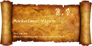 Manheimer Vince névjegykártya